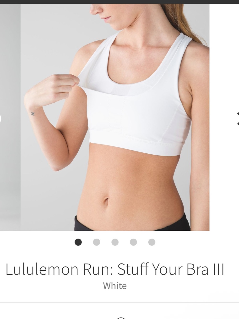 Lululemon Run: Stuff Your Bra III in White Size 6